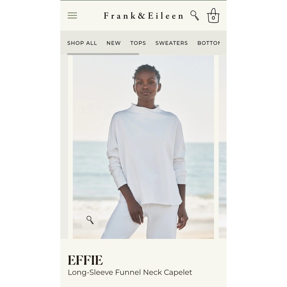 Frank & Eileen "Effie" Long Sleeve Funnel Capelet, Triple Terry, White, Sz S - Picture 4 of 12